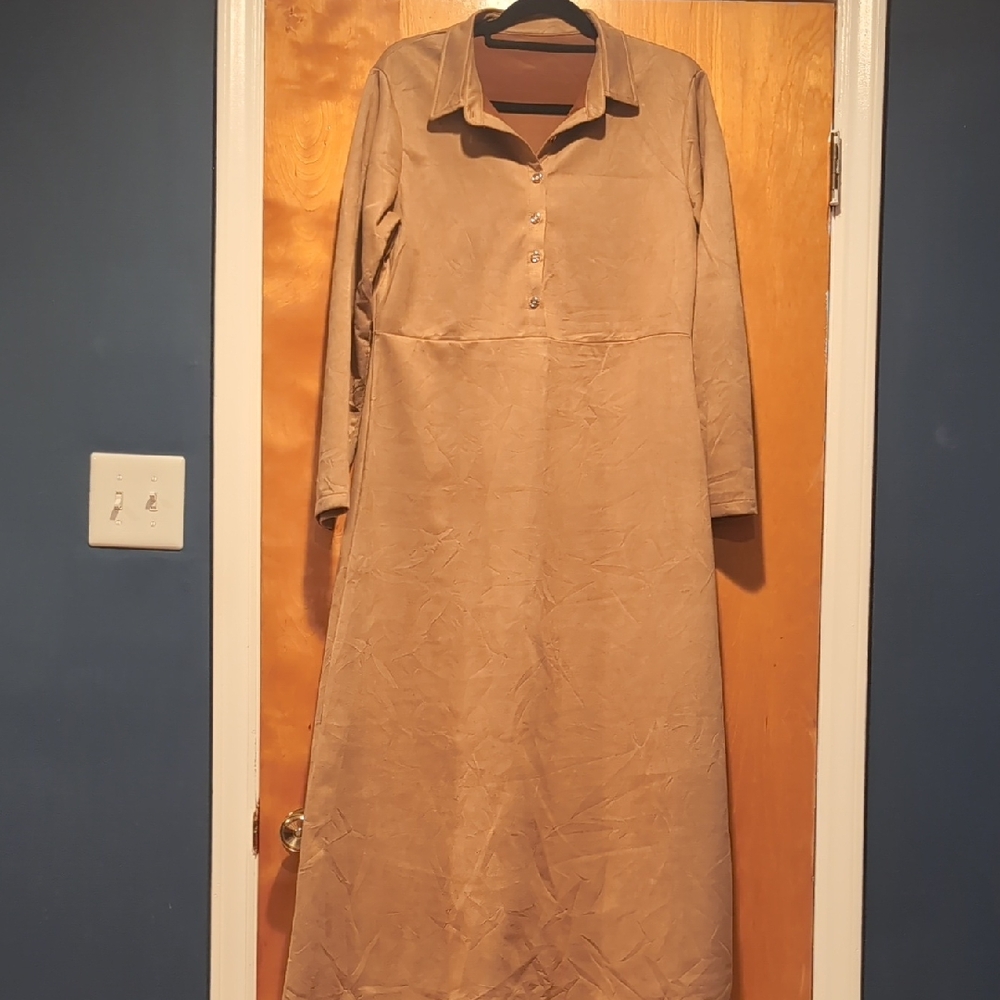 Chic Tan Long Sleeve Dress